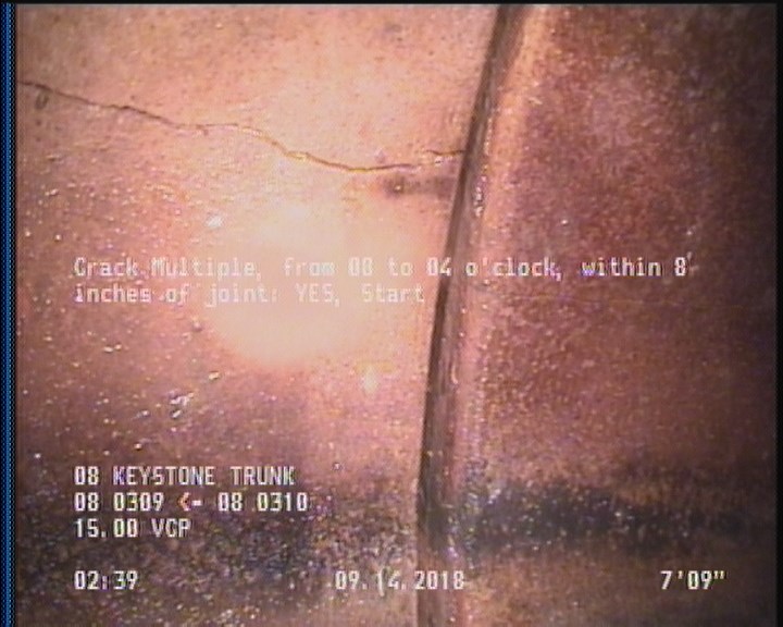 Crack Multiple, from 08 to 04 o'clock, within 8 inches of joint: YES, Start