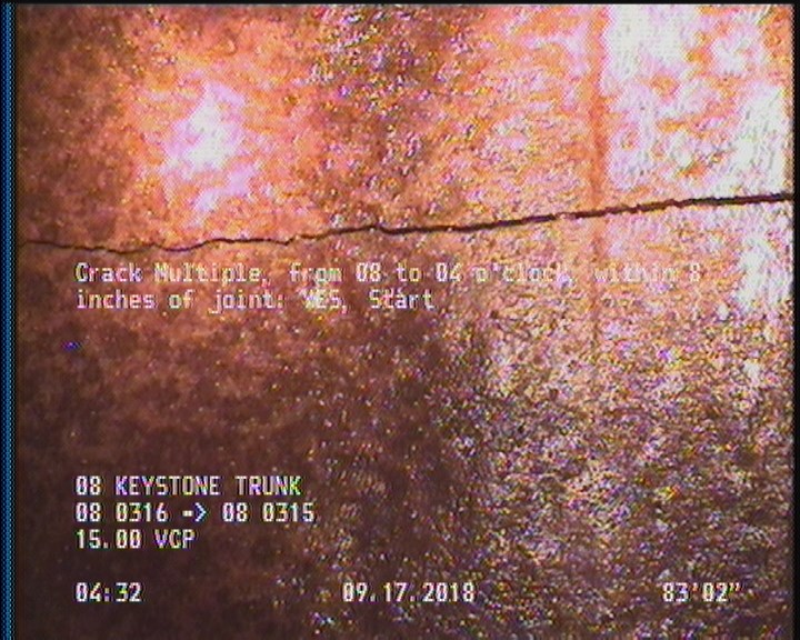 Crack Multiple, from 08 to 04 o'clock, within 8 inches of joint: YES, Start