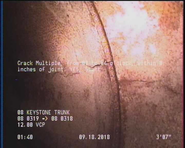 Crack Multiple, from 08 to 04 o'clock, within 8 inches of joint: YES, Start