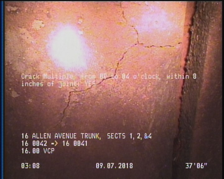 Crack Multiple, from 08 to 04 o'clock, within 8 inches of joint: YES