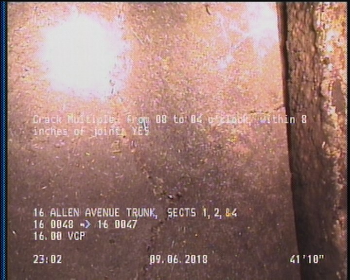 Crack Multiple, from 08 to 04 o'clock, within 8 inches of joint: YES