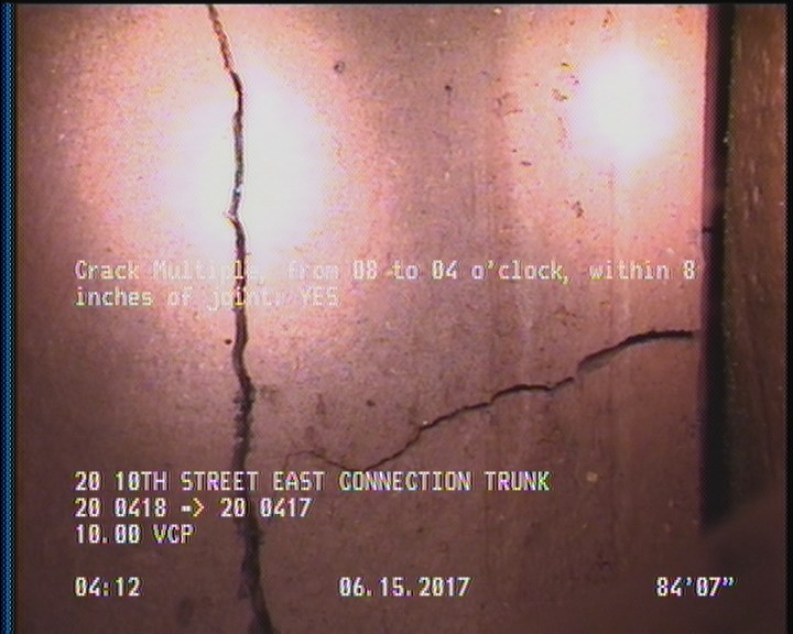 Crack Multiple, from 08 to 04 o'clock, within 8 inches of joint: YES