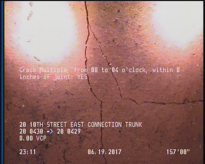 Crack Multiple, from 08 to 04 o'clock, within 8 inches of joint: YES