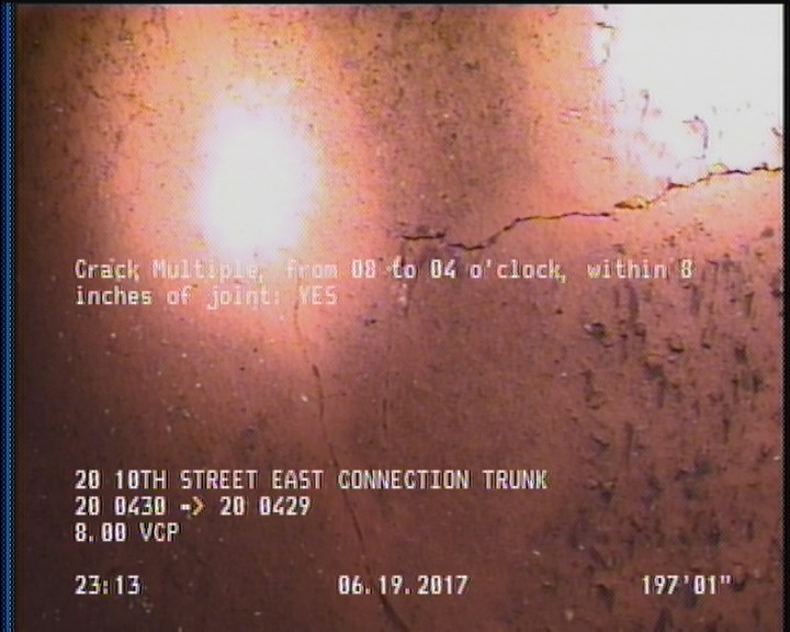 Crack Multiple, from 08 to 04 o'clock, within 8 inches of joint: YES