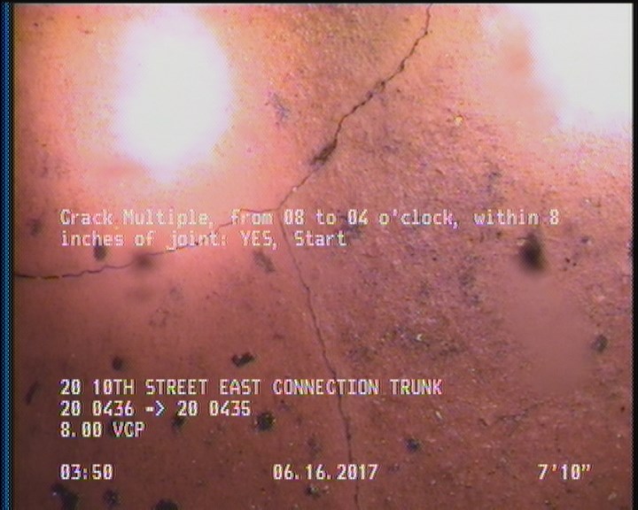 Crack Multiple, from 08 to 04 o'clock, within 8 inches of joint: YES, Start