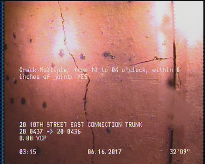 Crack Multiple, from 11 to 04 o'clock, within 8 inches of joint: YES