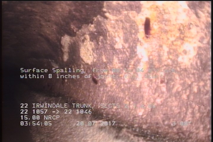 Surface Spalling, from 08 to 04 o'clock, within 8 inches of joint: YES, Start