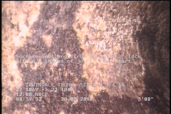 Surface Spalling, from 08 to 04 o'clock, within 8 inches of joint: YES, Start