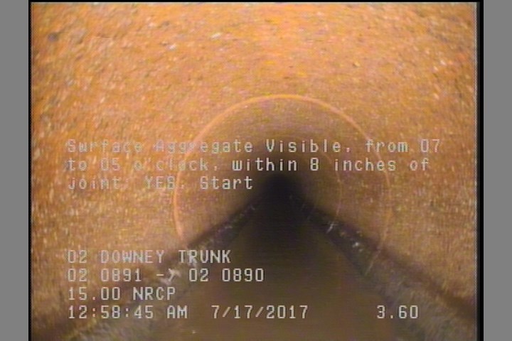 Surface Aggregate Visible, from 07 to 05 o'clock, within 8 inches of joint: YES, Start