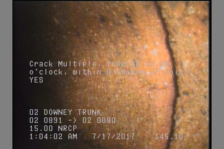 Crack Multiple, from 08 to 04 o'clock, within 8 inches of joint: YES