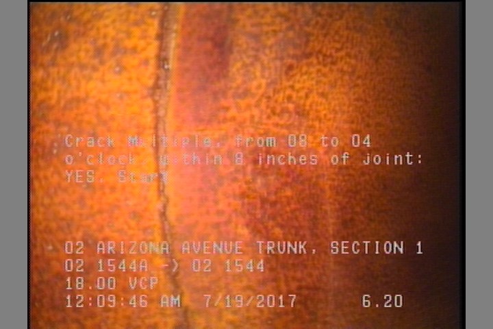 Crack Multiple, from 08 to 04 o'clock, within 8 inches of joint: YES, Start
