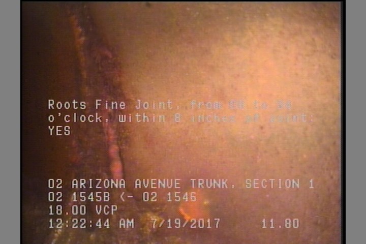 Roots Fine Joint, from 08 to 04 o'clock, within 8 inches of joint: YES