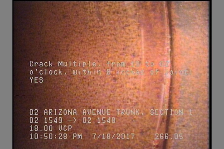 Crack Multiple, from 10 to 03 o'clock, within 8 inches of joint: YES