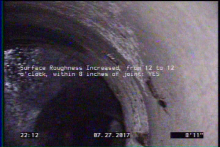 Surface Roughness Increased, from 12 to 12 o'clock, within 8 inches of joint: YES