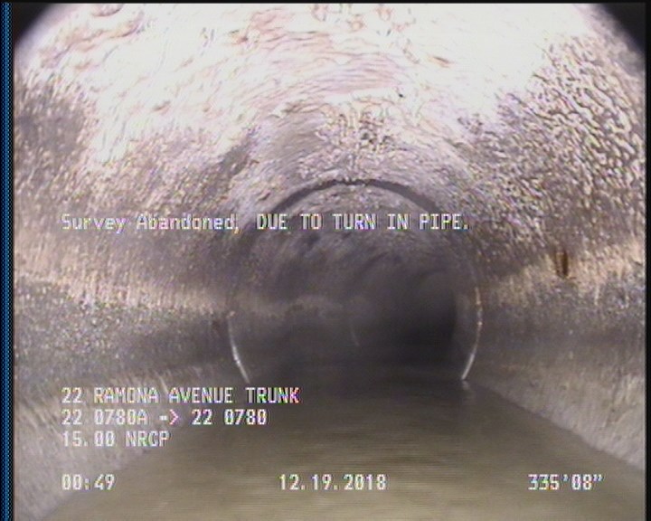 Survey Abandoned - DUE TO TURN IN PIPE.