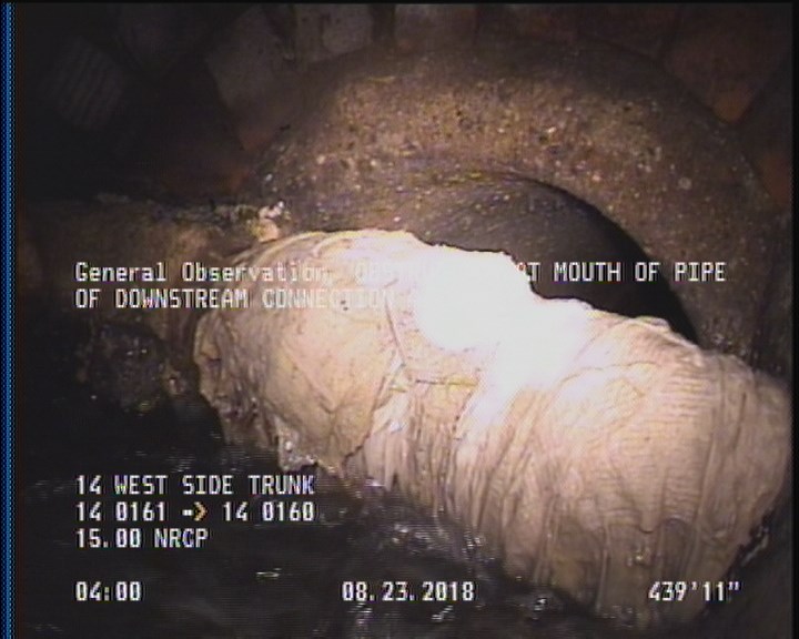 General Observation - OBSTRUCTION AT MOUTH OF PIPE OF DOWNSTREAM CONNECTION AT MH.