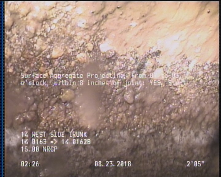 Surface Aggregate Projecting, from 09 to 03 o'clock, within 8 inches of joint: YES, Start