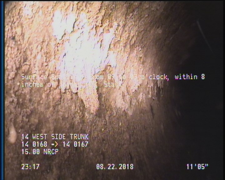 Surface Spalling, from 09 to 03 o'clock, within 8 inches of joint: YES, Start