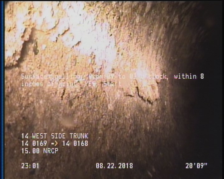 Surface Spalling, from 09 to 03 o'clock, within 8 inches of joint: YES, Start
