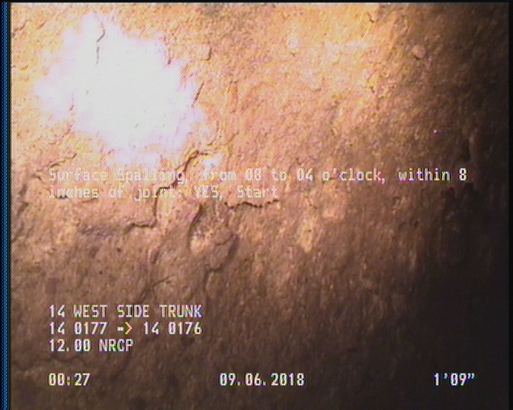 Surface Spalling, from 08 to 04 o'clock, within 8 inches of joint: YES, Start