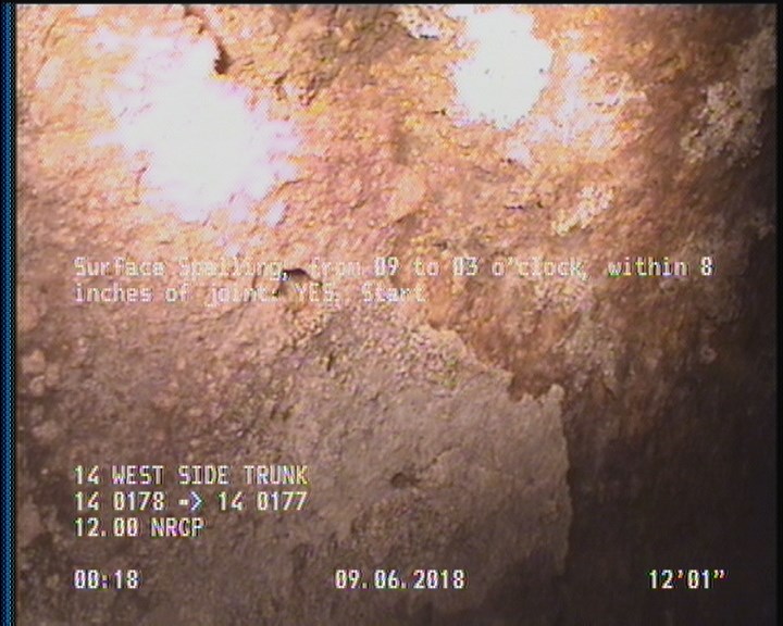 Surface Spalling, from 09 to 03 o'clock, within 8 inches of joint: YES, Start