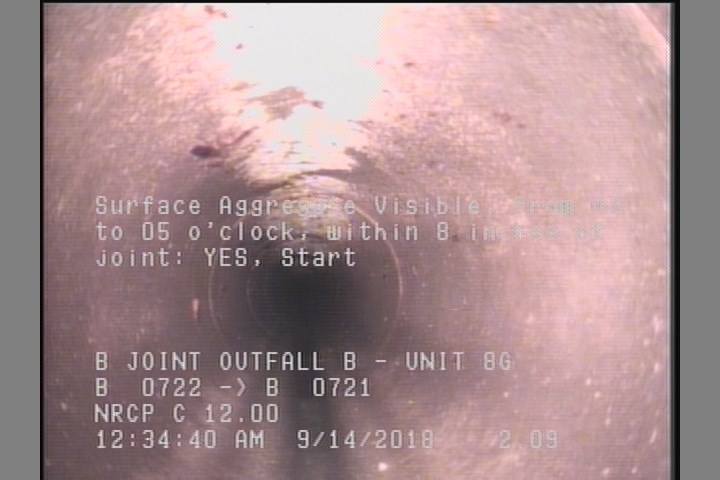 Surface Aggregate Visible, from 07 to 05 o'clock, within 8 inches of joint: YES, Start