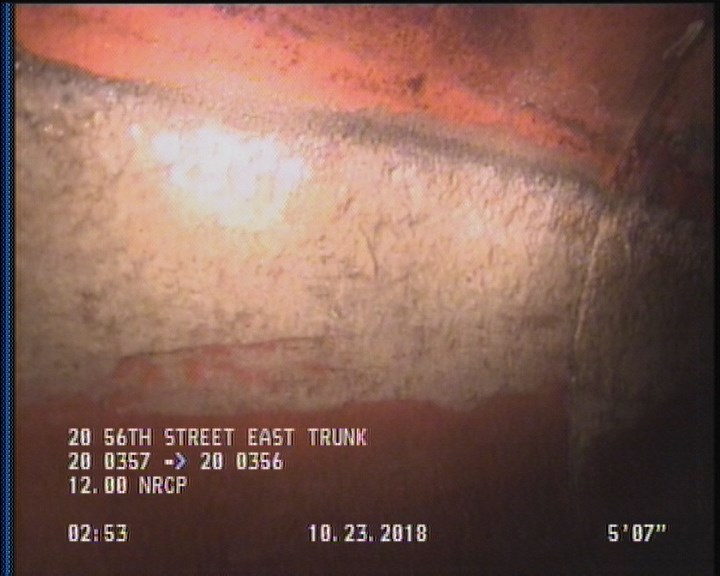 Deposits Attached Grease, 5 %of cross sectional area, from 03 to 09 o'clock, , within 8 inches of joint: YES, Start