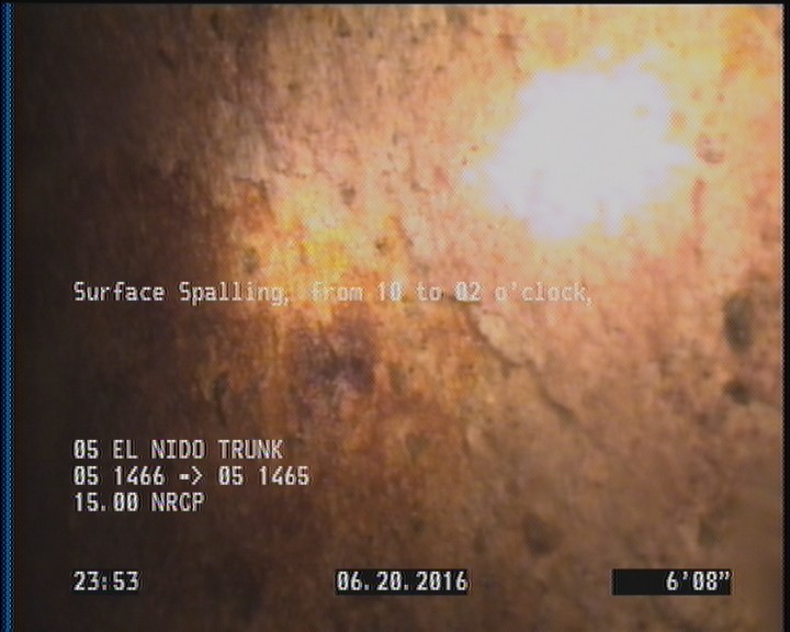 Surface Spalling, from 10 to 02 o'clock, within 8 inches of joint: YES, Start