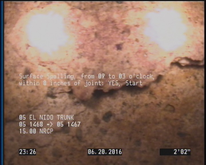 Surface Spalling, from 09 to 03 o'clock, within 8 inches of joint: YES, Start