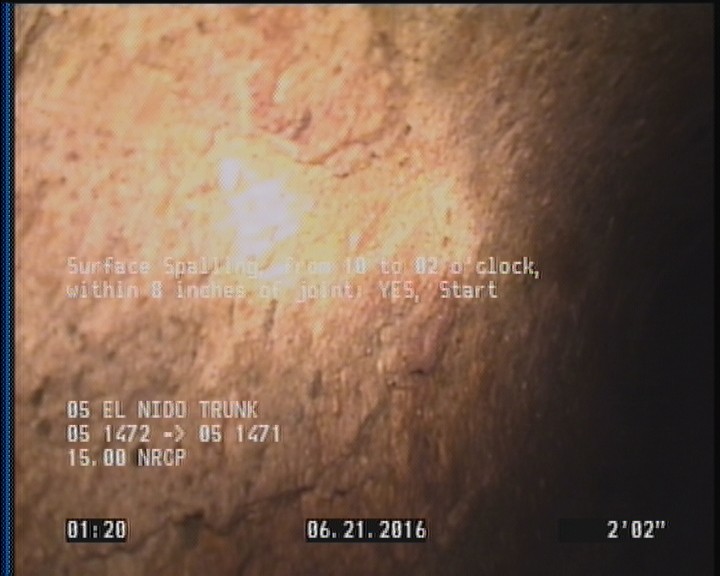 Surface Spalling, from 10 to 02 o'clock, within 8 inches of joint: YES, Start