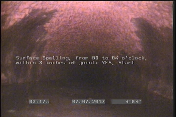 Surface Spalling, from 08 to 04 o'clock, within 8 inches of joint: YES, Start
