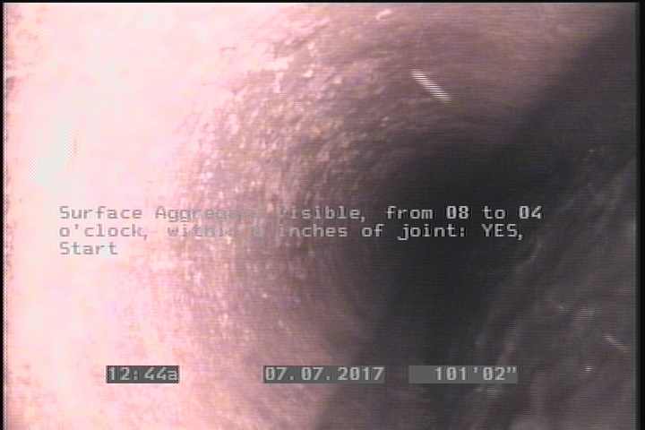 Surface Aggregate Visible, from 08 to 04 o'clock, within 8 inches of joint: YES, Start