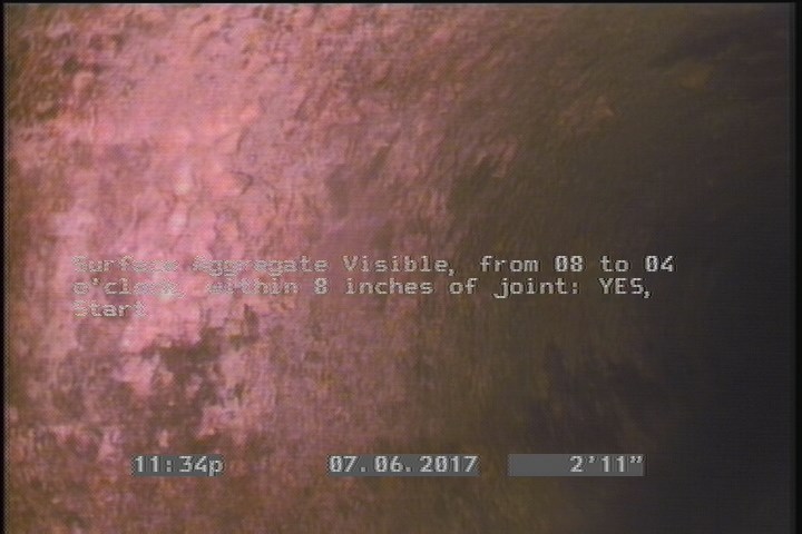 Surface Aggregate Visible, from 08 to 04 o'clock, within 8 inches of joint: YES, Start