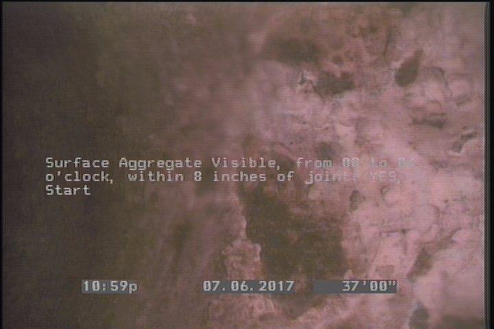 Surface Aggregate Visible, from 08 to 04 o'clock, within 8 inches of joint: YES, Start