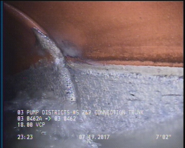 Deposits Attached Grease, 5 %of cross sectional area, from 03 to 09 o'clock, , within 8 inches of joint: YES, Start