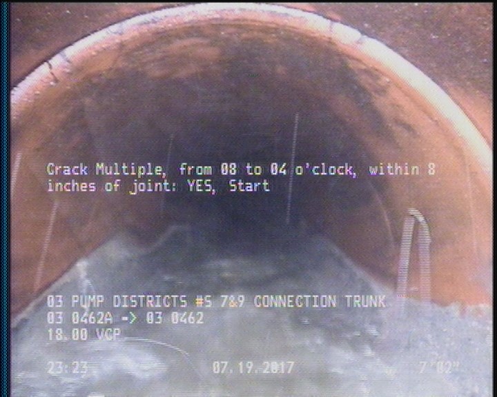 Crack Multiple, from 08 to 04 o'clock, within 8 inches of joint: YES, Start