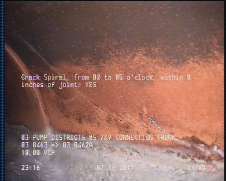 Crack Spiral, from 02 to 05 o'clock, within 8 inches of joint: YES