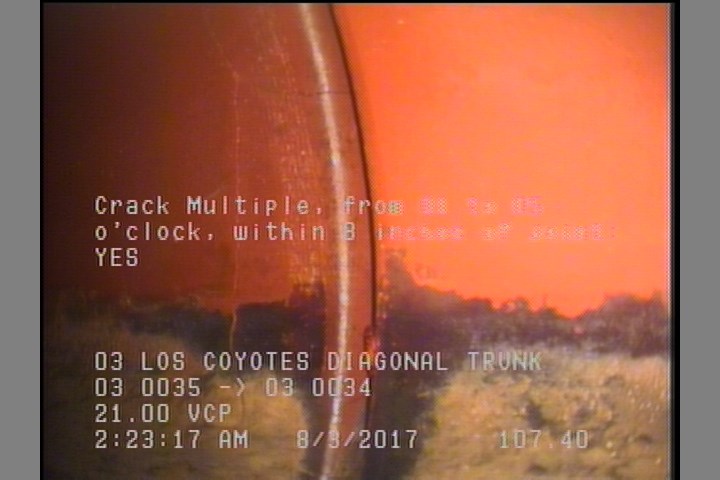 Crack Multiple, from 01 to 05 o'clock, within 8 inches of joint: YES