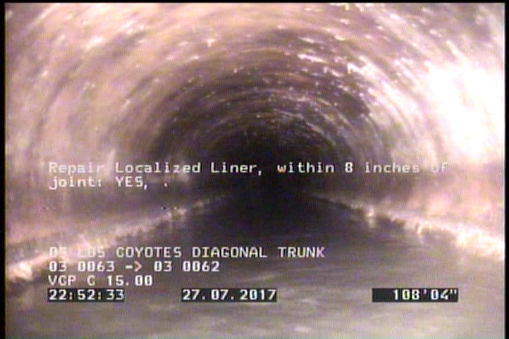 Repair Localized Liner, within 8 inches of joint: YES - .