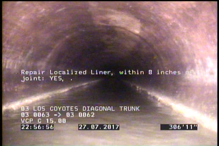 Repair Localized Liner, within 8 inches of joint: YES - .