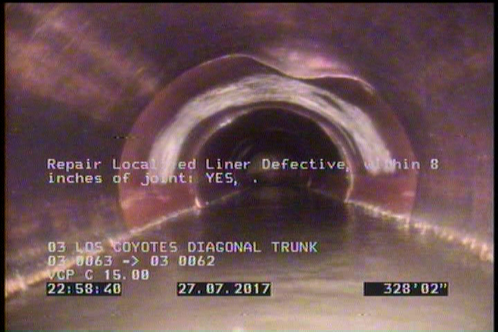 Repair Localized Liner Defective, within 8 inches of joint: YES - .