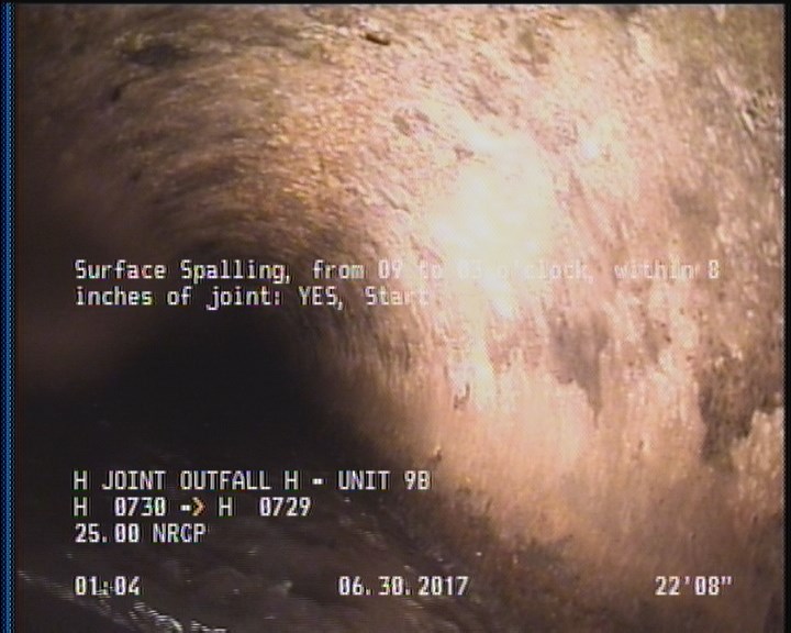 Surface Spalling, from 09 to 03 o'clock, within 8 inches of joint: YES, Start