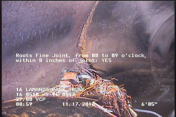 Roots Fine Joint, from 08 to 09 o'clock, within 8 inches of joint: YES