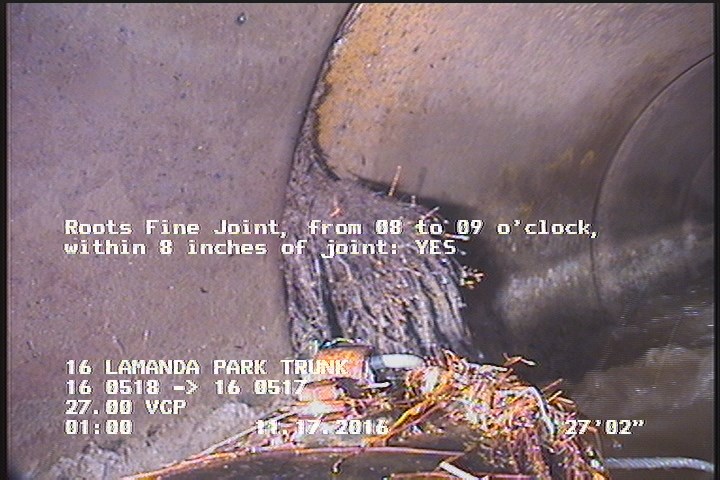 Roots Fine Joint, from 08 to 09 o'clock, within 8 inches of joint: YES