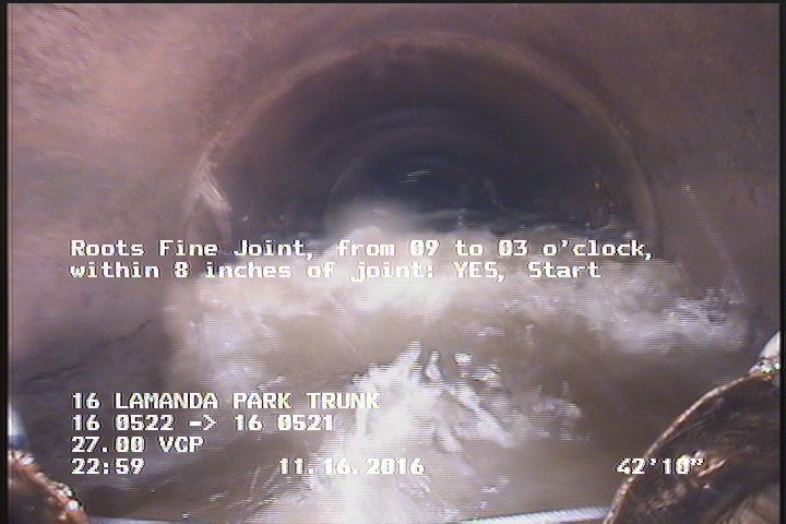 Roots Fine Joint, from 09 to 03 o'clock, within 8 inches of joint: YES, Start