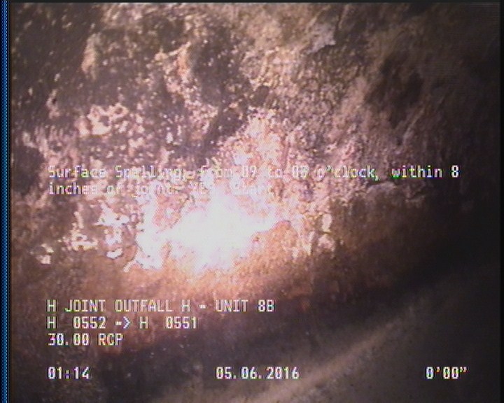 Surface Spalling, from 09 to 03 o'clock, within 8 inches of joint: YES, Start