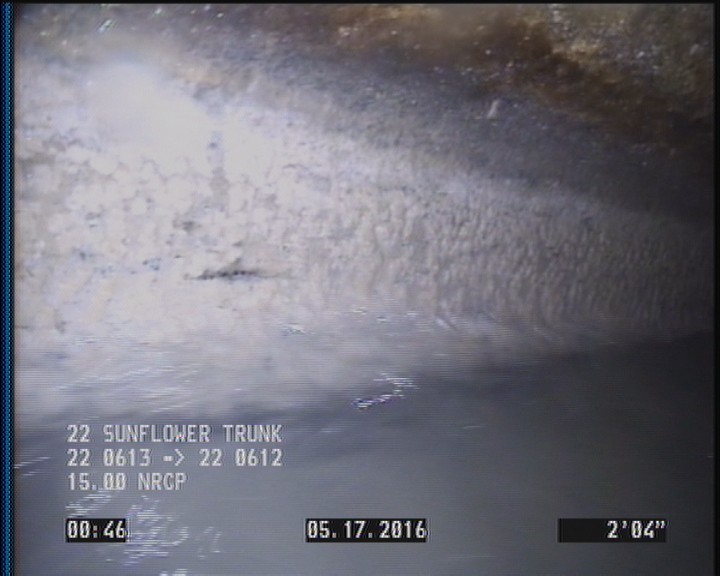Deposits Attached Grease, 5 %of cross sectional area, from 05 to 07 o'clock, , within 8 inches of joint: YES, Start