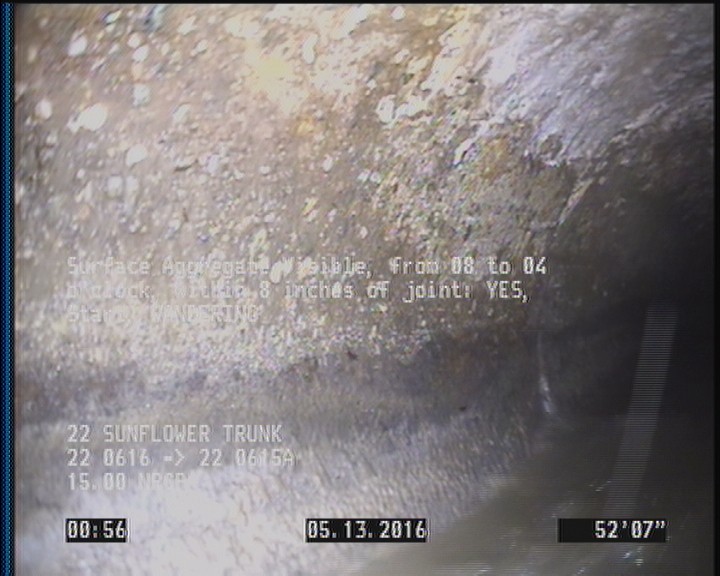 Surface Aggregate Visible, from 08 to 04 o'clock, within 8 inches of joint: YES, Start - WANDERING