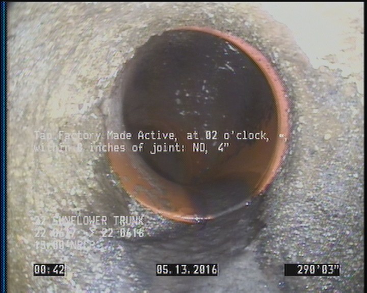 Tap Factory Made Active, at 02 o'clock, -, within 8 inches of joint: NO, 4"
