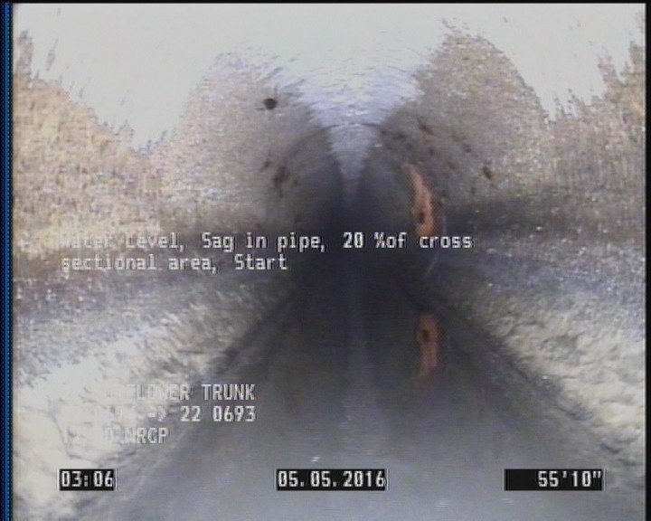 Water Level, Sag in pipe, 20 %of cross sectional area, Start